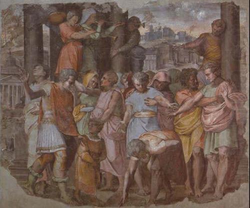 Perino Del Vaga Tarquinius Superbus Founds the Temple of Jove on the Capitol, from Palazzo Baldassini, now in the Uffizi, Florence china oil painting image